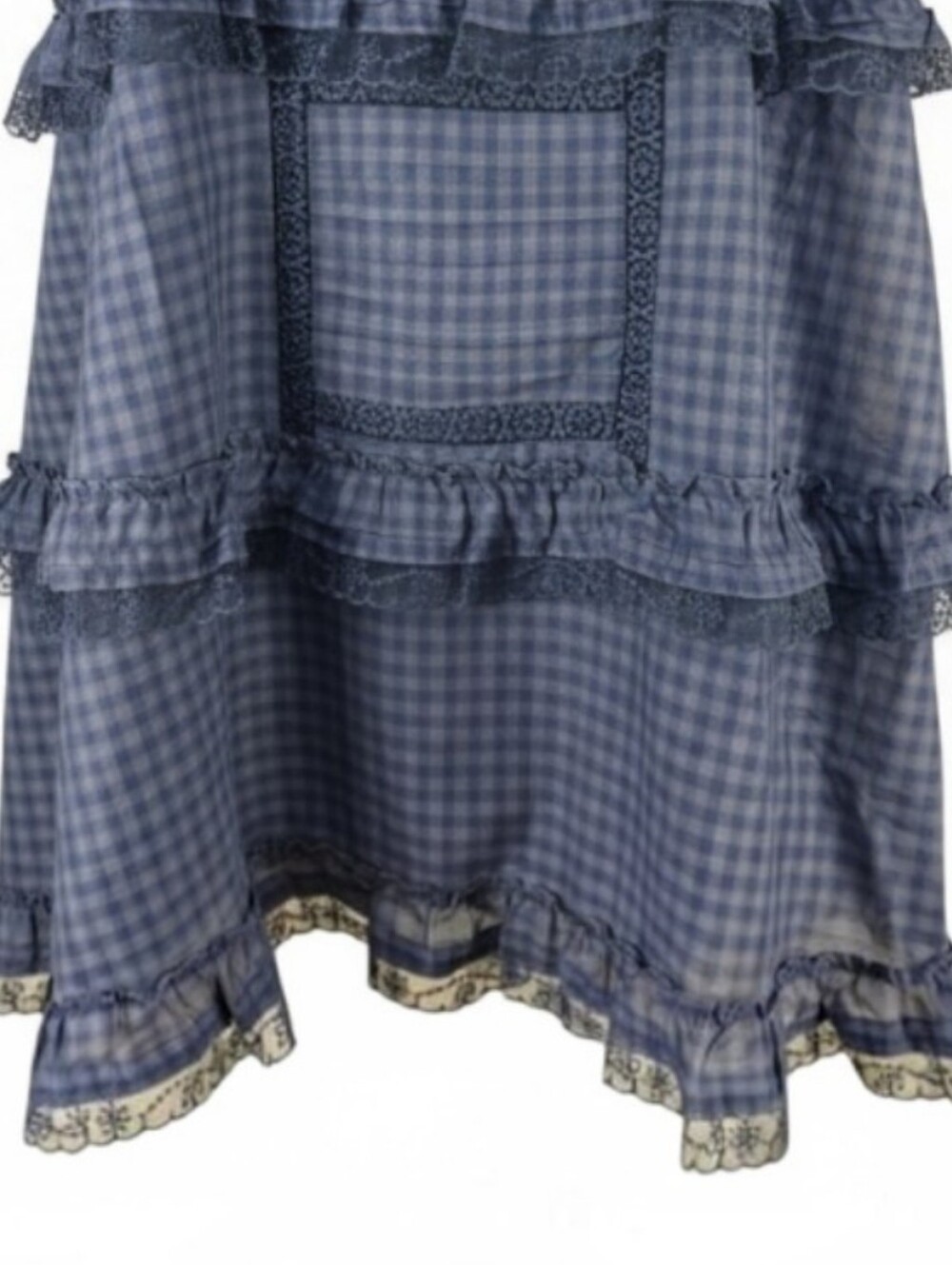 Torrid FESTI Blue Gingham Lace Ruffle Open Back Tiered Dress 2X NWT Cottagecore - Picture 7 of 11